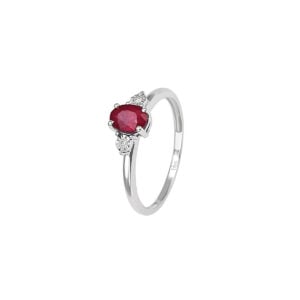 Anello in oro bianco 18KT con rubino e diamanti Bliss Gioielli