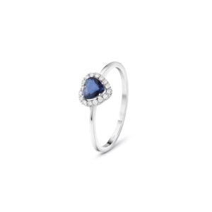 ANELLO IN ORO BIANCO 18KT CON ZAFFIRO E DIAMANTI