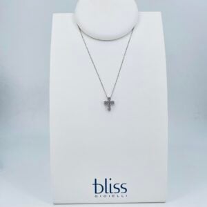 Collana a croce in oro bianco 18KT con diamanti