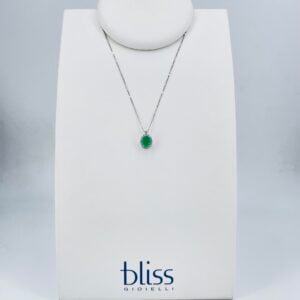 Collana in oro bianco 18KT con smeraldo e diamanti