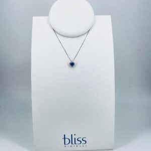 Collana in oro bianco 18KT a cuore con zaffiro e diamanti Bliss Gioielli