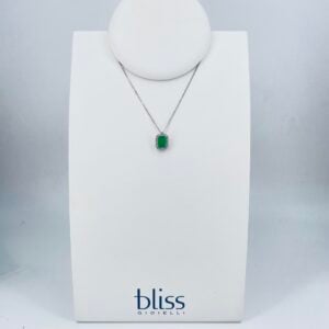 Collana in oro bianco 18KT con smeraldo e diamanti Bliss Gioielli
