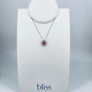 Collana in oro bianco 18KT con rubino e doppio giro di diamanti Bliss Gioielli