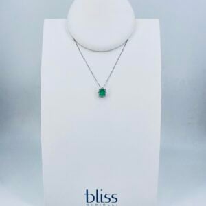 Collana in oro bianco 18KT a margherita con smeraldo e diamanti Bliss Gioielli