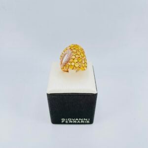 Anello in oro rosa 18KT con zaffiri yellow e diamanti Giovanni Ferraris