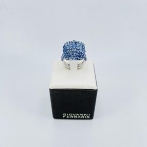 Anello a pavé in oro bianco 18KT con zaffiri Giovanni Ferraris