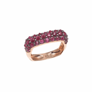 Fedina squadrata in oro rosa 18KT con rubini