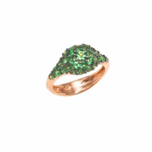 Anello a toppa in oro rosa 18KT con tsavoriti