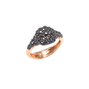 Anello a toppa in oro rosa 18KT con diamanti neri
