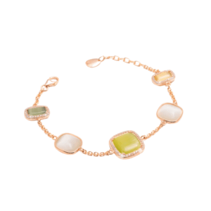 Bracciale con quarzi verdi e zirconia