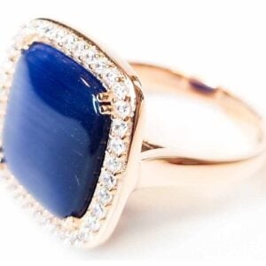 Anello regolabile con quarzo blu e zirconia