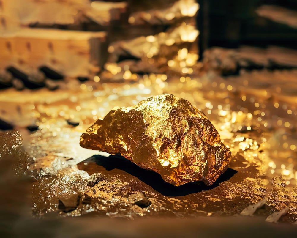il-minerale-d-oro-puro-trovato-nella-miniera-su-un-pavimento-di-pietra