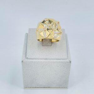 Anello squadrato in oro giallo 18KT con diamanti - immagine 2