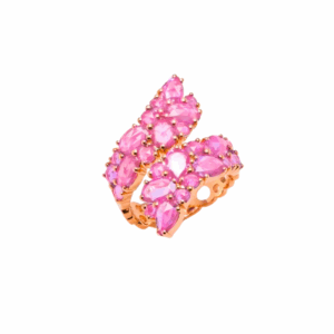 Anello a contrarié in oro rosa 18KT con zaffiri rosa Giovanni Ferraris