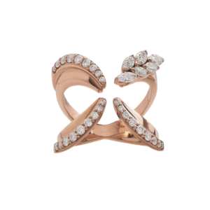 Anello incrocio in oro rosa 18KT con diamanti