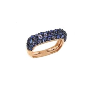Fedina squadrata in oro rosa 18KT con zaffiri Giovanni Ferraris