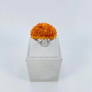 Anello in oro bianco 18KT con zaffiri orange e diamanti