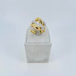 Anello groumette in oro giallo e bianco 18KT con diamanti