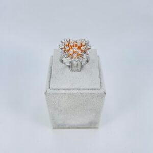 Anello a cuore in oro bianco e rosa 18KT con diamanti