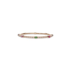 BRACCIALE EXTENSIBLE IN ORO GIALLO 18KT CON ZAFFIRI MULTICOLOR, TSAVORITE, RUBINO E DIAMANTI
