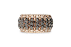 ANELLO EXTENSIBLE IN ORO ROSA 18KT CON DIAMANTI NERI E FANCY COLOR
