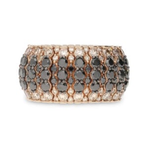 ANELLO EXTENSIBLE IN ORO ROSA 18KT CON DIAMANTI NERI E FANCY COLOR