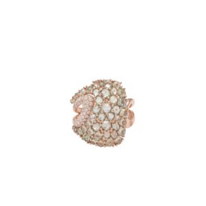 ANELLO IN ORO ROSA 18KT CON ZAFFIRI VERDI E DIAMANTI