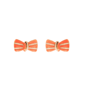 ORECCHINI IN ORO ROSA 18KT CON SMALTI SALMONE E DIAMANTI