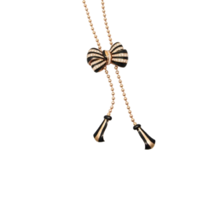 COLLANA IN ORO ROSA 18KT CON SMALTI NERI E DIAMANTI