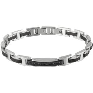 Bracciale In Acciaio con Zirconi Neri