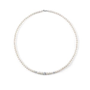 Filo di perle con sfere in oro bianco