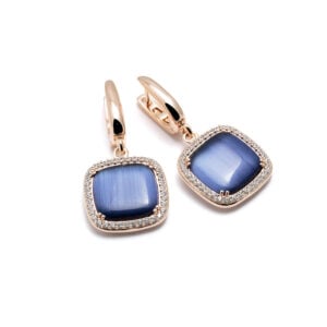 ORECCHINI CON CRISTALLO DI ROCCA BLU E ZIRCONIA