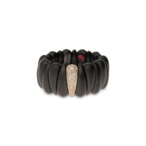 ANELLO EXTENSIBLE IN CERAMICA NERA CON DIAMANTI FANCY COLOR