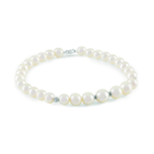 Bracciale con perle e elementi in oro bianco