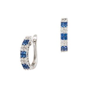 ORECCHINI IN ORO BIANCO 18KT CON ZAFFIRI E DIAMANTI