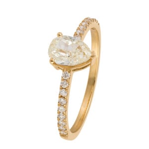 ANELLO SOLITARIO IN ORO GIALLO 18KT CON DIAMANTI