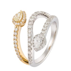ANELLO IN ORO BIANCO E GIALLO 18KT CON DIAMANTI