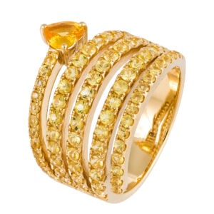 ANELLO FASCIONE IN ORO GIALLO 18KT CON ZAFFIRI GIALLI