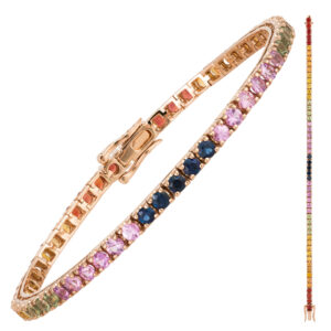 TENNIS IN ORO ROSA 18KT CON ZAFFIRI MULTICOLOR