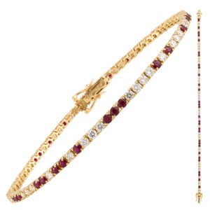 TENNIS IN ORO GIALLO 18KT CON RUBINI E DIAMANTI