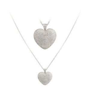 COLLANA A CUORE IN ORO BIANCO 18KT CON DIAMANTI