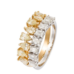 FEDINA DOPPIA IN ORO GIALLO E BIANCO 18KT CON DIAMANTI