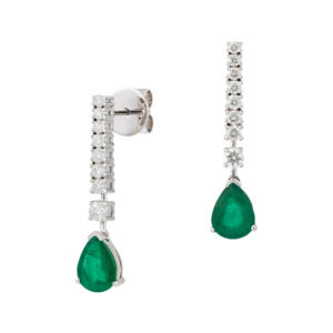 ORECCHINI IN ORO BIANCO 18KT CON SMERALDI E DIAMANTI