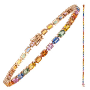 TENNIS IN ORO ROSA 18KT CON ZAFFIRI MULTICOLOR