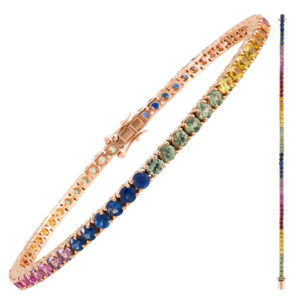 TENNIS IN ORO ROSA 18KT CON ZAFFIRI MULTICOLOR