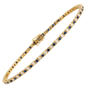 TENNIS IN ORO GIALLO 18KT CON ZAFFIRI E DIAMANTI