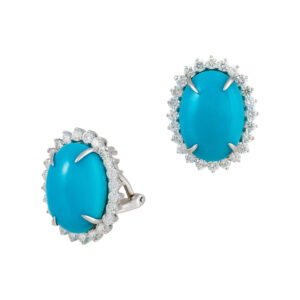 ORECCHINI IN ORO BIANCO 18KT CON TURCHESE E DIAMANTI