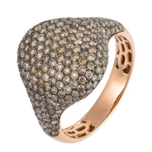 ANELLO A TOPPA IN ORO ROSA 18KT CON DIAMANTI FANCY COLOR
