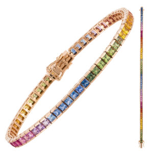 TENNIS IN ORO ROSA 18KT CON ZAFFIRI MULTICOLOR